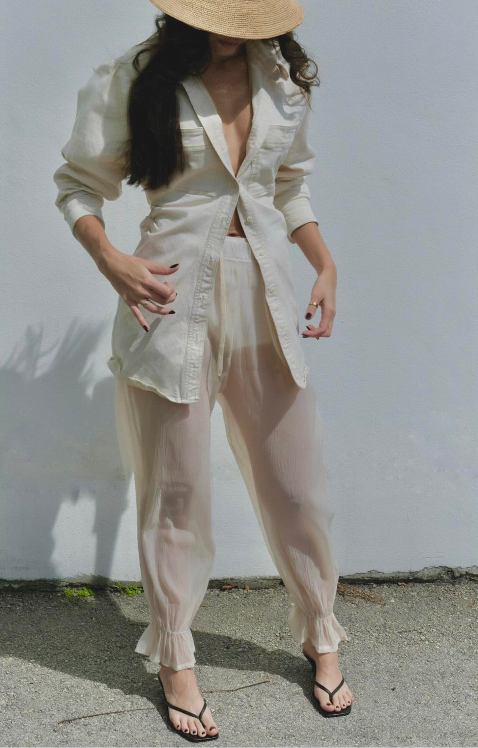 Semi-transparent Harem Pants