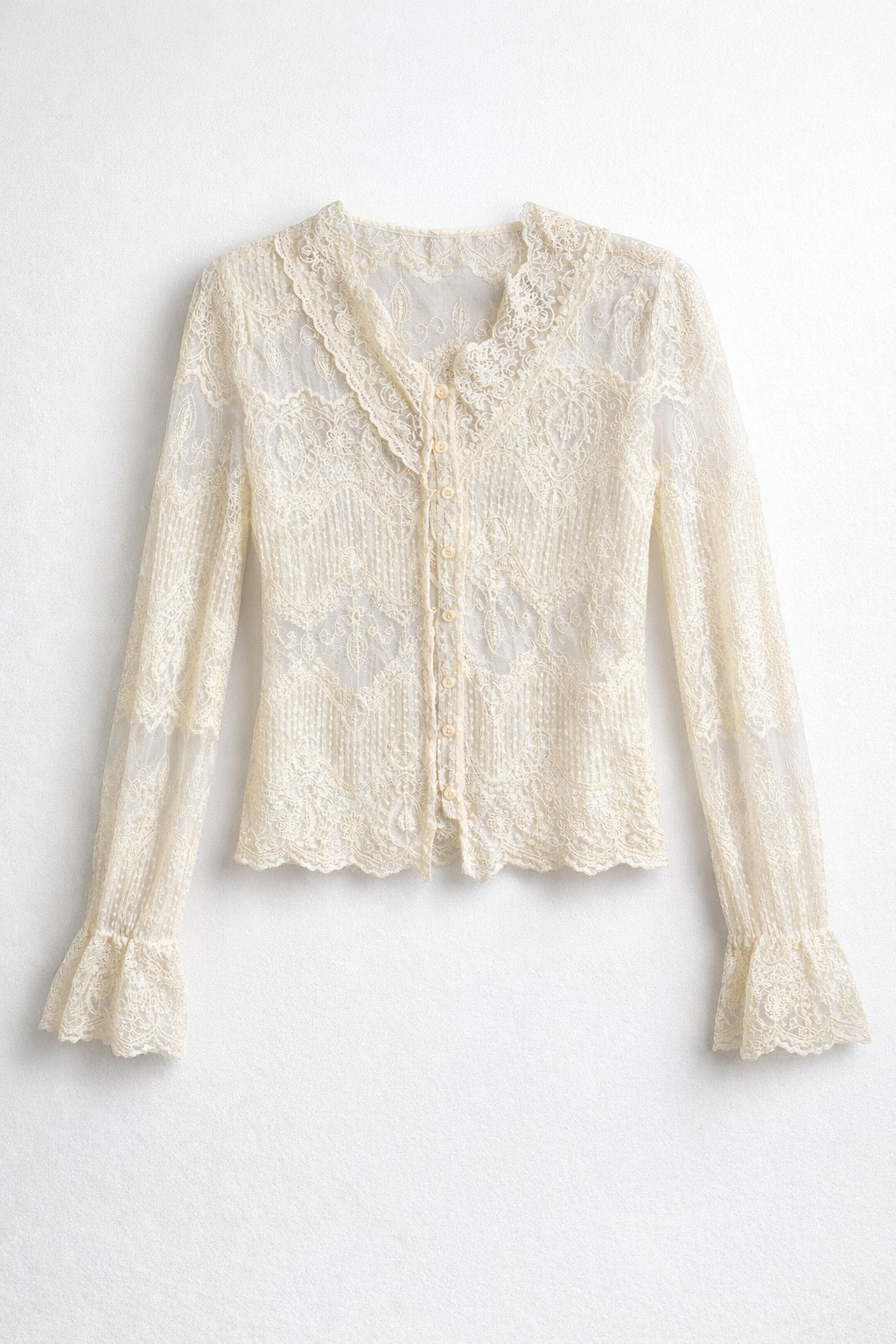 Semi-transparent embroidered blouse